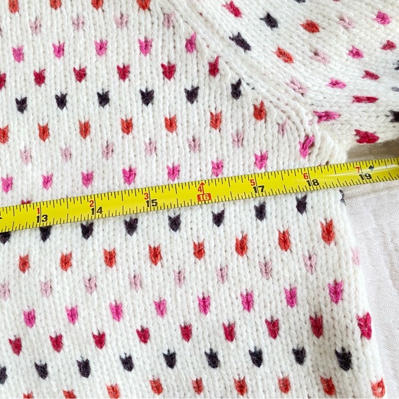 NEW Marine Layer Pink Alma Puff Sleeve Pink Red Heart Print Ivory Sweater Size M - Picture 9 of 12